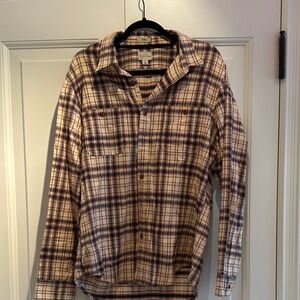J. Crew Beige and Navy Plaid Shirt Jacket